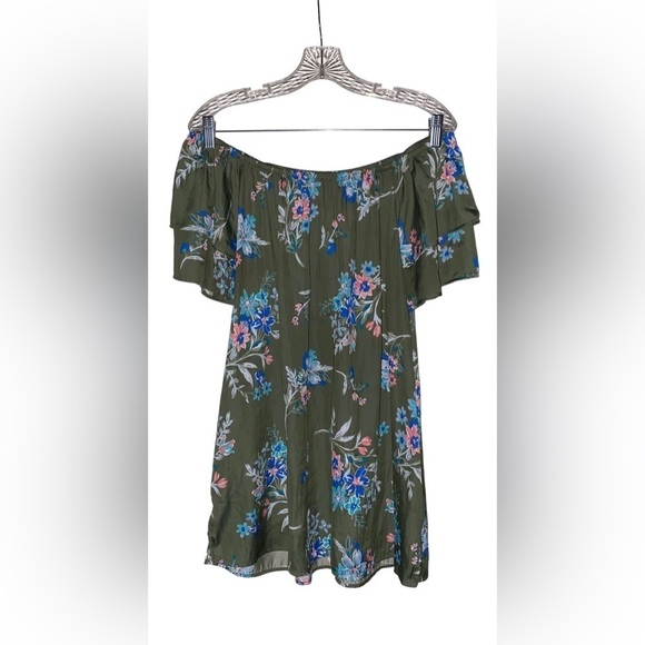 Terra & Sky Women Floral Ruffle Off Shoulder Top 1X Flutter Sleeve‎ Cottagecor - Picture 1 of 8